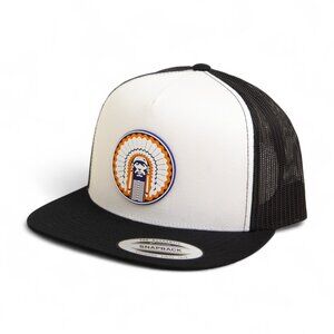 Illinois Fighting Illini Chief 3D Snapback Flat Bill Trucker Hat- White/ Black